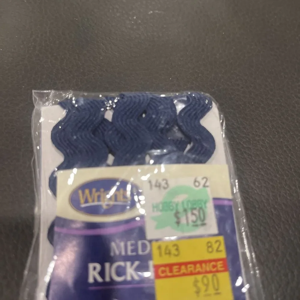 Wrights Medium Rick‎ Rack 2 1/2 Yards Navy Sealed